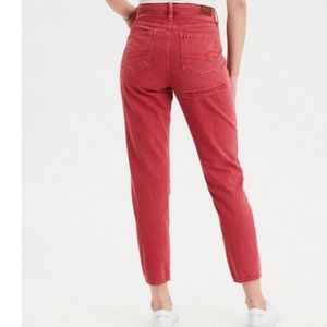 American Eagle Distressed Red Mom Jean